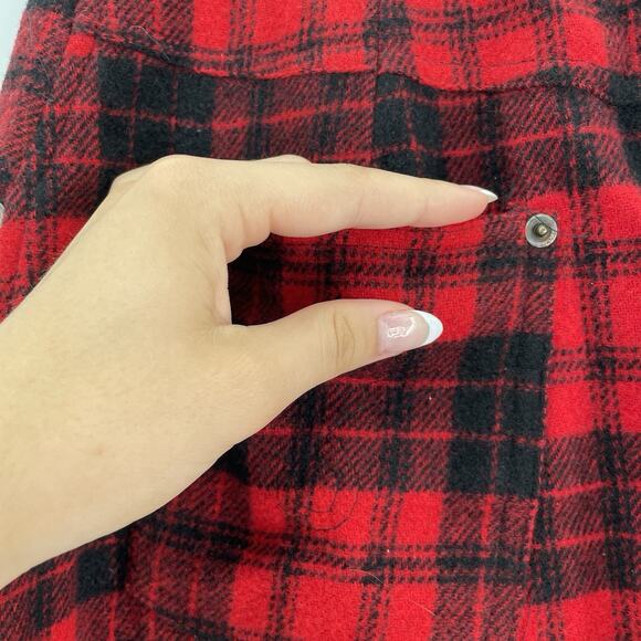 VTG Express Compagnie Skirt 12 Tartan Red Wool* Velvet Fringe Grunge Indie Punk - Picture 6 of 10